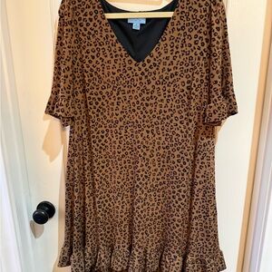 CeCe Animal Print V-Neck Dress